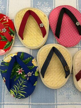 Tropical Flip Flop Wine Glass Holders/Coasters - Set of 7 - Pre-owned
